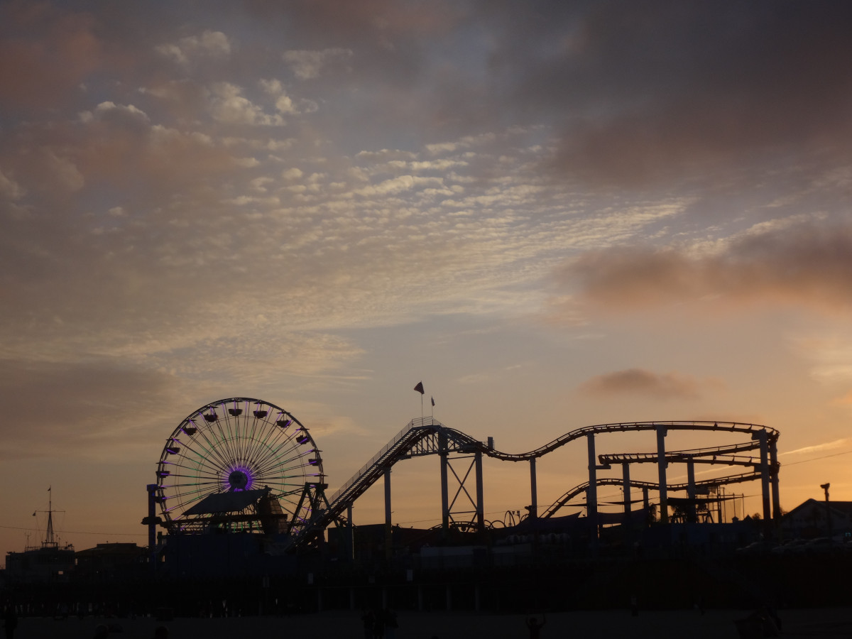 Amusement park at dusk